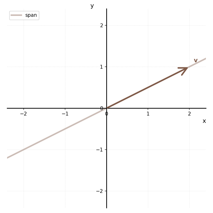 A single vector and the line through the origin it spans